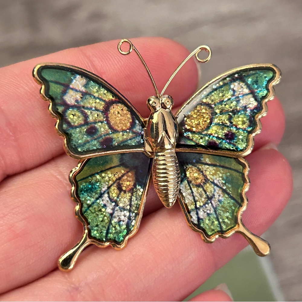Vintage Colorful Butterfly Brooch Gold Tone - Picture 5 of 6